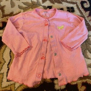Carter’s Pink Striped Baby Cardigan with Butterfly Accent